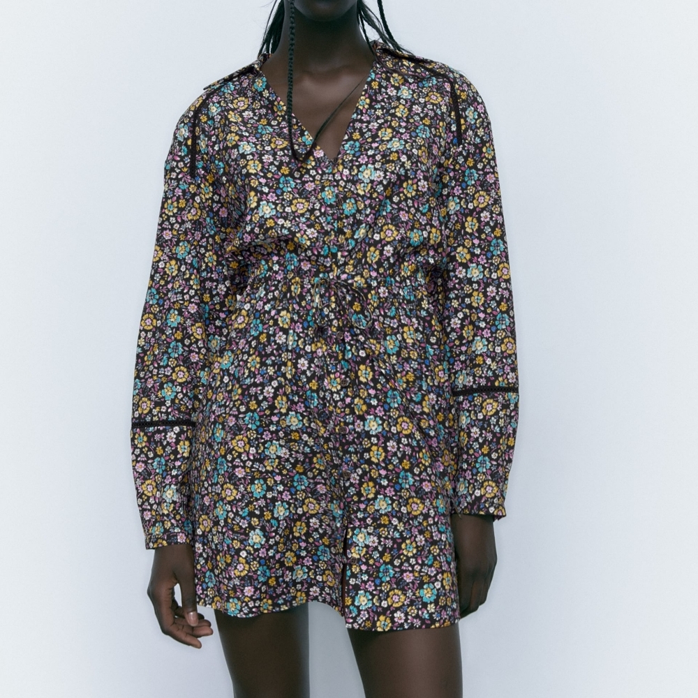 ZARA floral dress black/colors